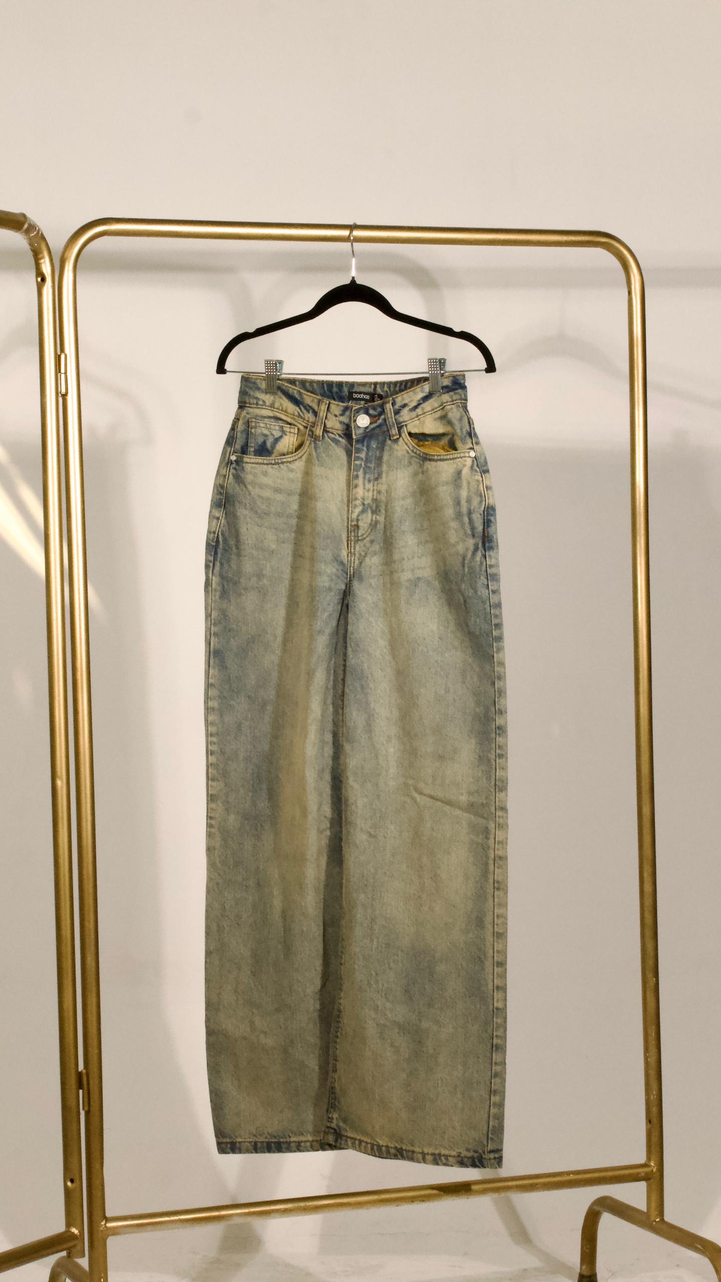 Sand Washed Wide Leg Jeans