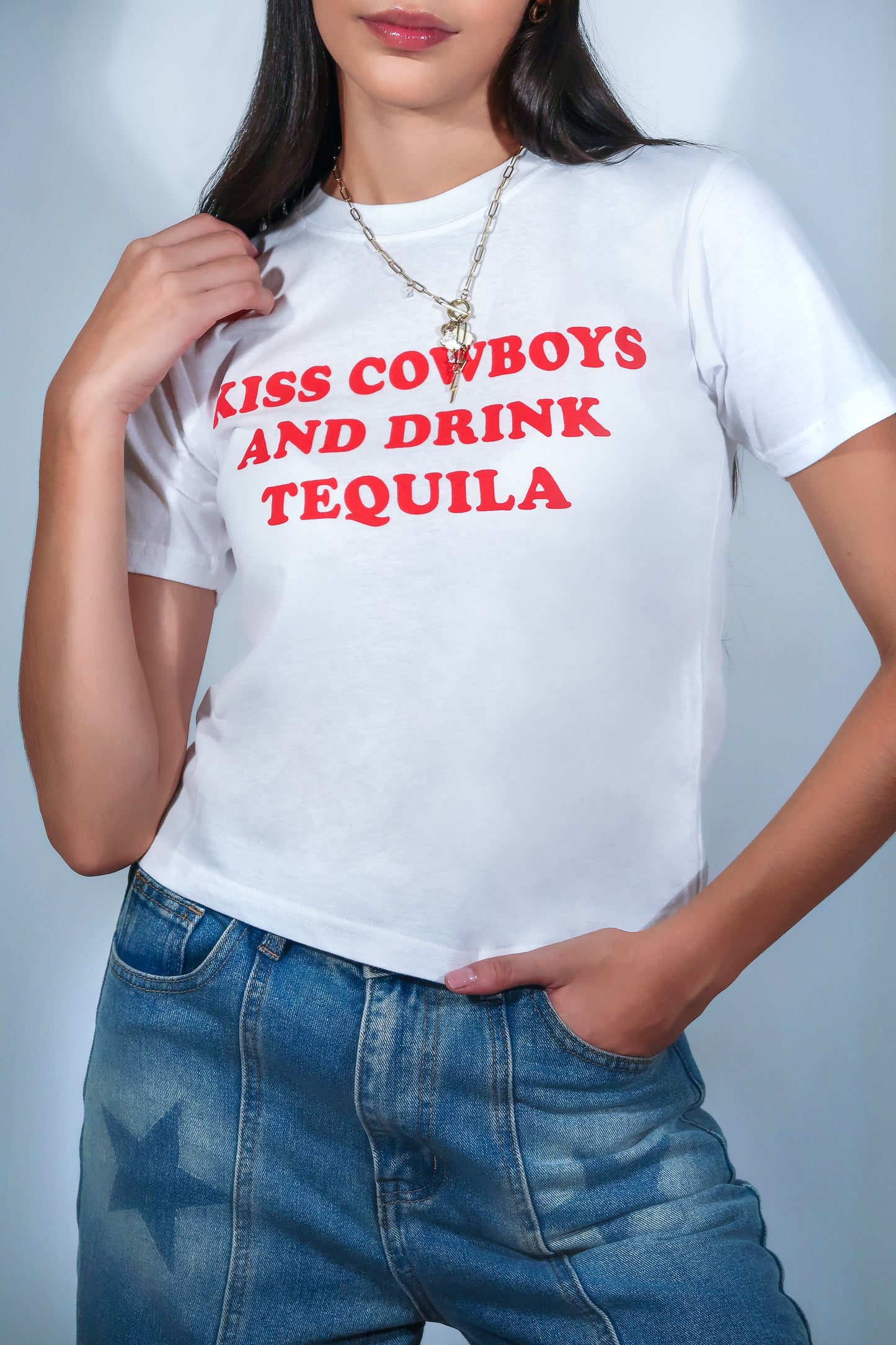 "Kiss Cowboys and Drink Tequila" Baby Tee