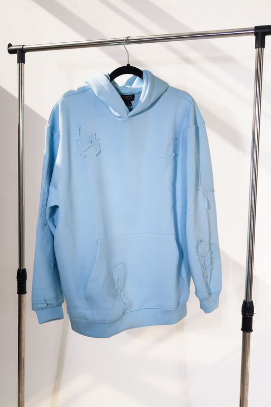 Baby Blue Stitched Hoodie