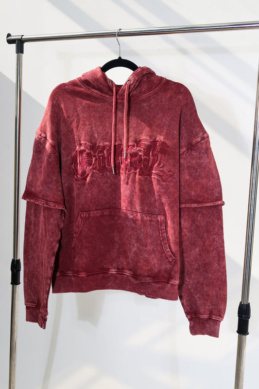 Double Layer Maroon Hoodie